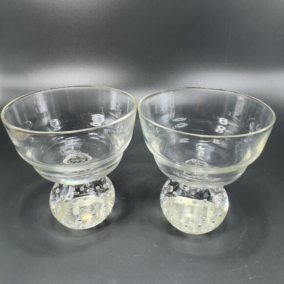Carl Erickson Set2 Clear Controlled Bubble Glasses Stemware BarWare Goblets Cups - Picture 1 of 11